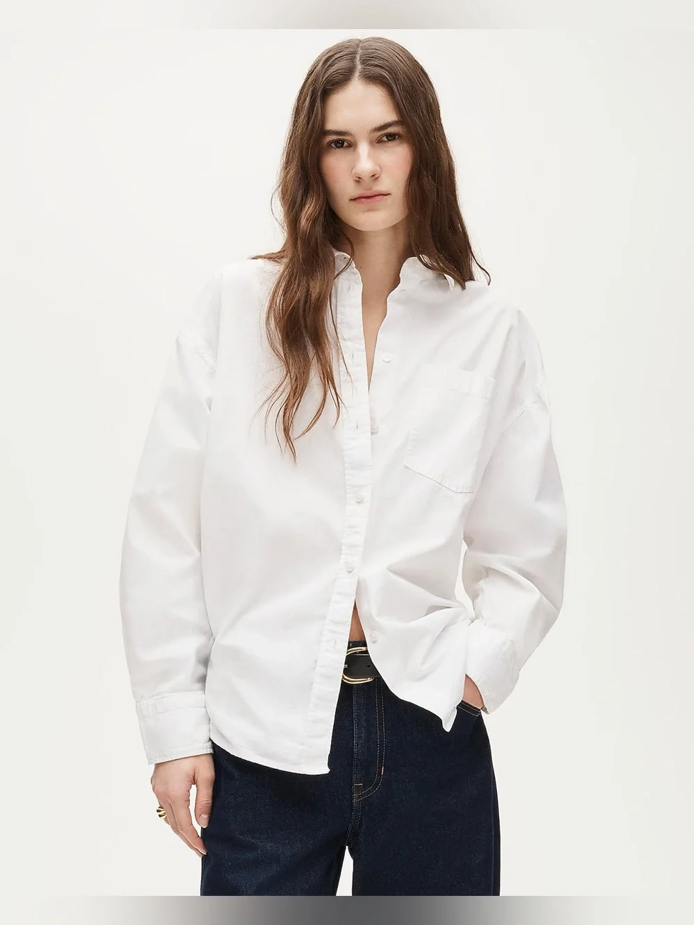 J.Crew Petite Étienne oversized shirt in lightweight Oxford in white